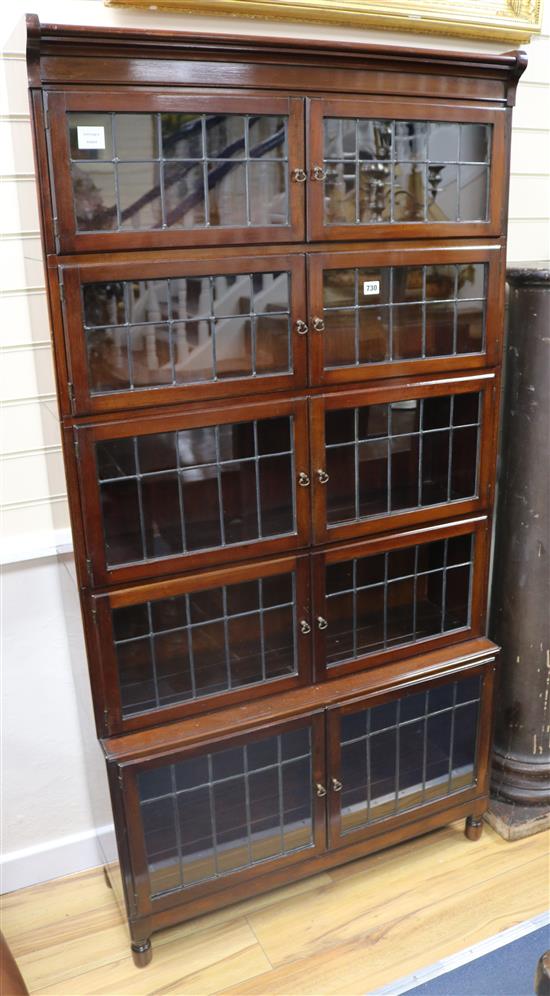 A mahogany five section bookcase, H.175cm